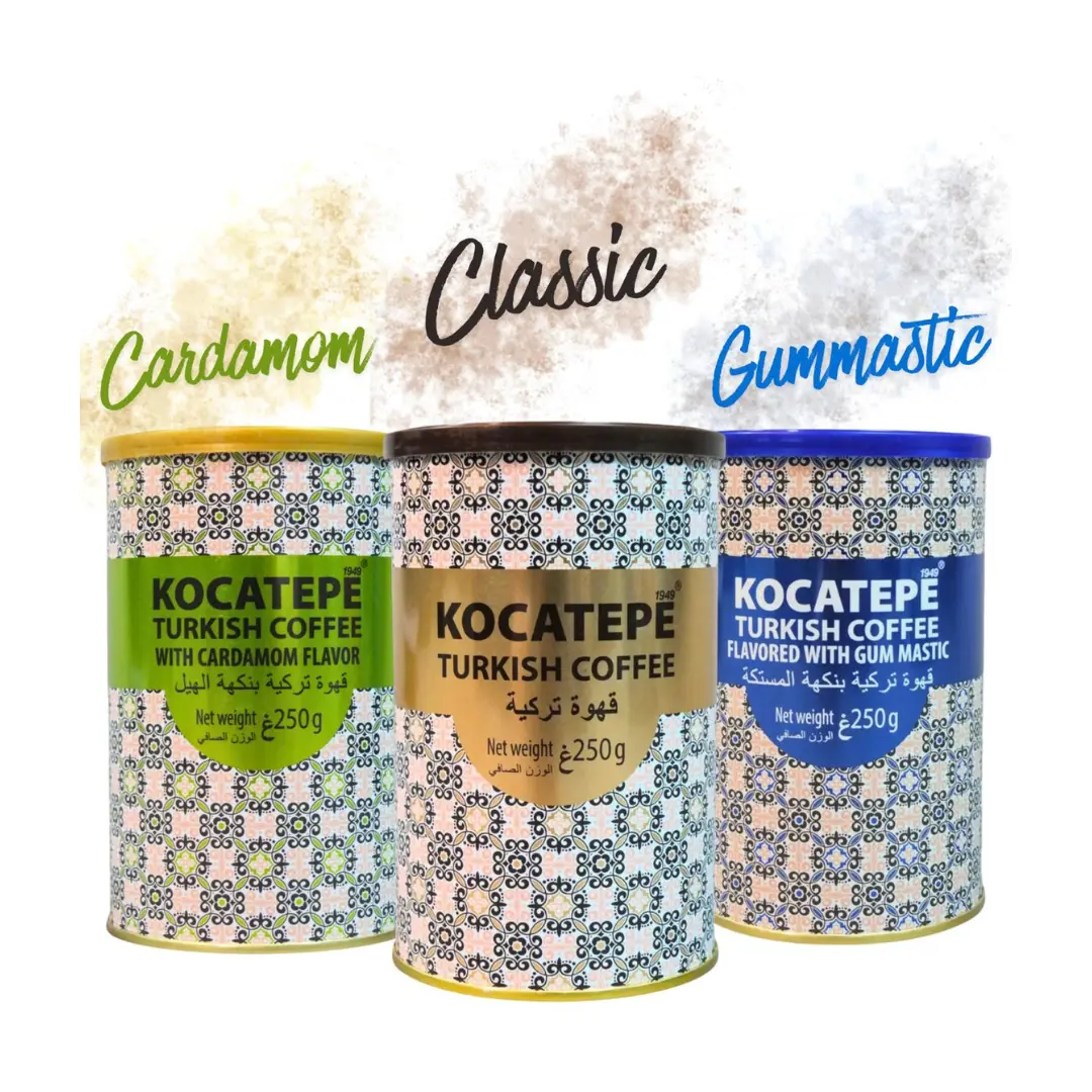 Kocatepe Turkish Coffee Variety Pack – Classic, Cardamom & Gum Mastic (3 × 250g Tins)